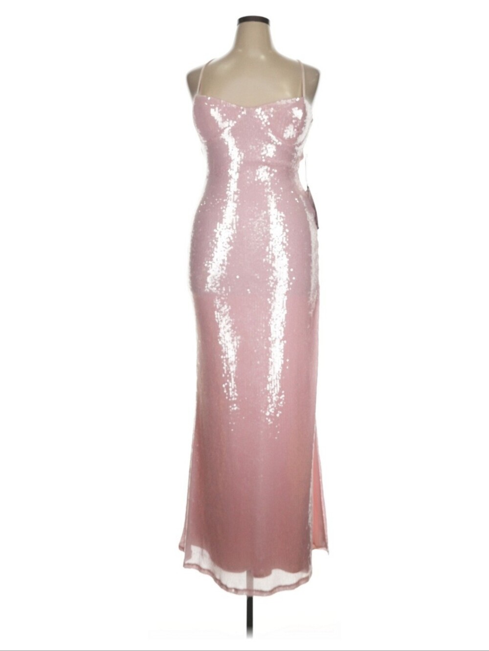 Emerald Sundae Pink Sequin Spaghetti-Strap Maxi Dress